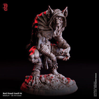 Red Hood Gnoll Miniatures | Hyena Gang Medium Fiend Monsters | 32mm Scale - Plague Miniatures