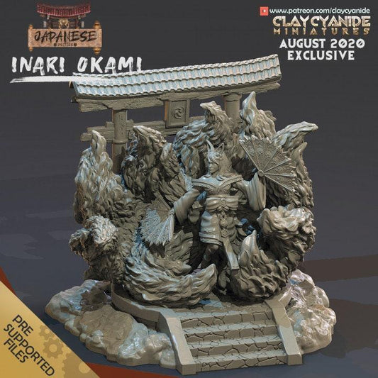 Inari Okami Miniature | Enigmatic Japanese Fox Deity for DnD 5e | 32mm Scale - Plague Miniatures