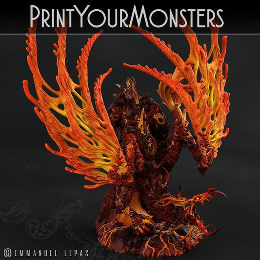 Infernal Magma Dragon Miniature | Elemental Dragon of Molten Fury - Plague Miniatures