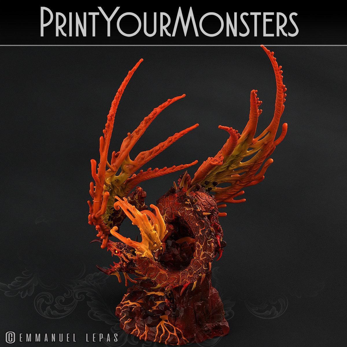Infernal Magma Dragon Miniature | Elemental Dragon of Molten Fury - Plague Miniatures