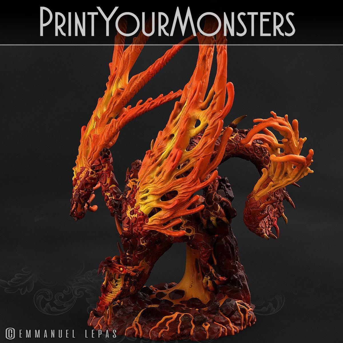 Infernal Magma Dragon Miniature | Elemental Dragon of Molten Fury - Plague Miniatures