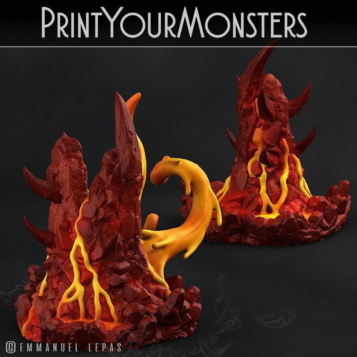 Infernal Magma Ropers Miniatures Set | Fiery Elemental Tendrils of Doom Fire Terrain - Plague Miniatures