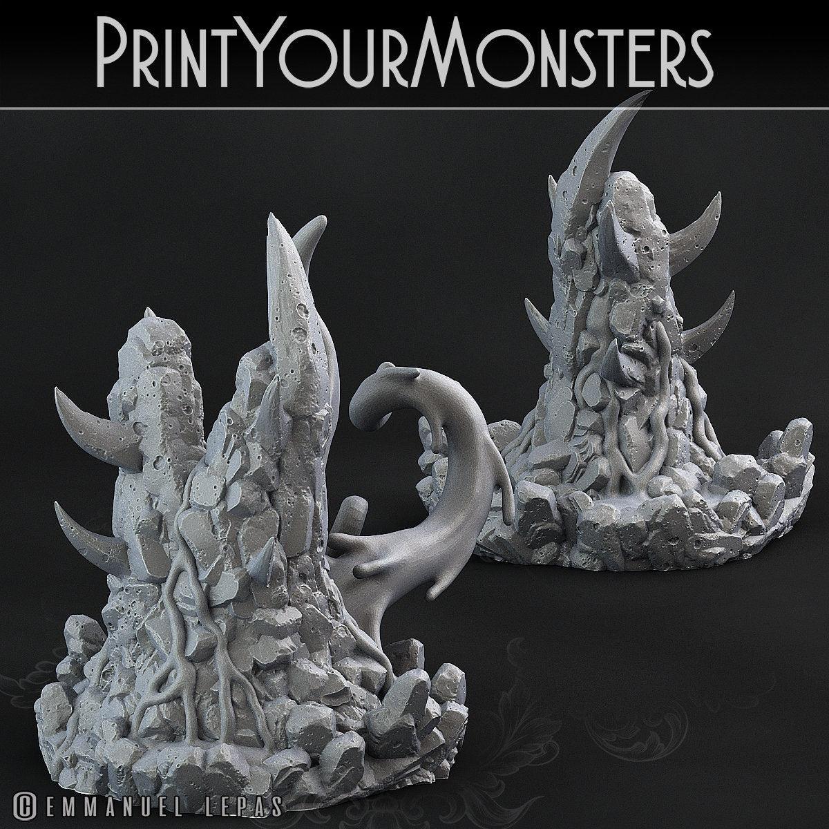 Infernal Magma Ropers Miniatures Set | Fiery Elemental Tendrils of Doom Fire Terrain - Plague Miniatures