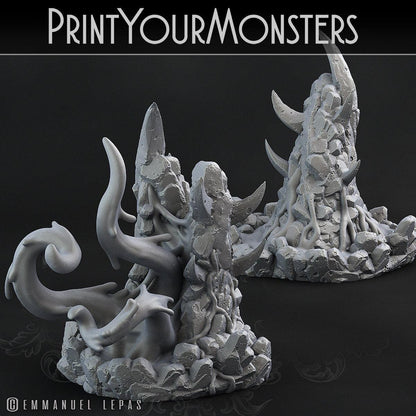 Infernal Magma Ropers Miniatures Set | Fiery Elemental Tendrils of Doom Fire Terrain - Plague Miniatures