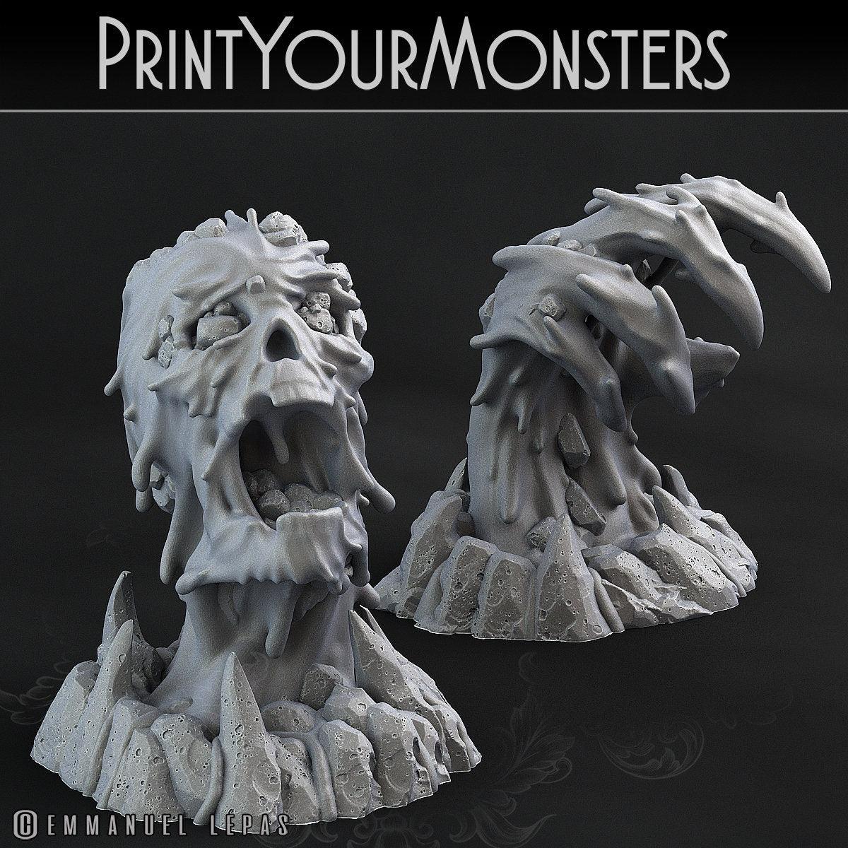 Infernal Magma Skull and Hand Miniatures Fire Miniature | Print Your Monsters | Tabletop gaming DnD Miniature | Dungeons and Dragons, DnD 5e - Plague Miniatures shop for DnD Miniatures