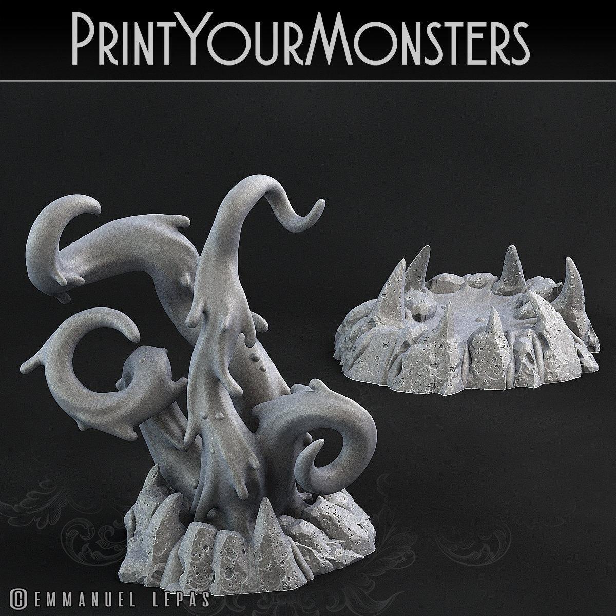 Infernal Magma Tentacles and Pool Miniatures Set | Elemental Abyss of Molten Fury - Plague Miniatures