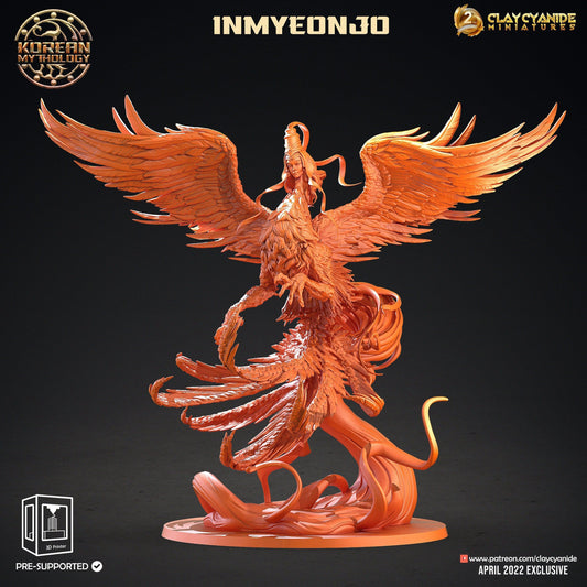 Inmyeonjo Miniature | Enchanting Female Phoenix Goddess for Tabletop RPGs | 32mm Scale - Plague Miniatures