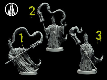 Insane Cleric Miniature witch miniature - 3 Poses - 28mm scale Tabletop gaming DnD Miniature Dungeons and Dragons, ttrpg dnd 5e - Plague Miniatures