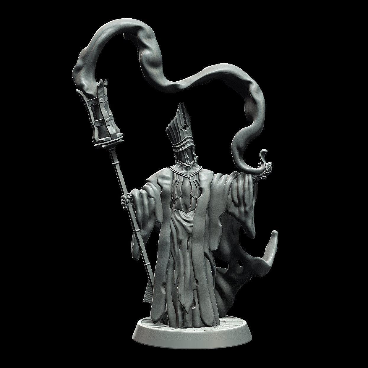 Insane Cleric Miniature witch miniature - 3 Poses - 28mm scale Tabletop gaming DnD Miniature Dungeons and Dragons, ttrpg dnd 5e - Plague Miniatures