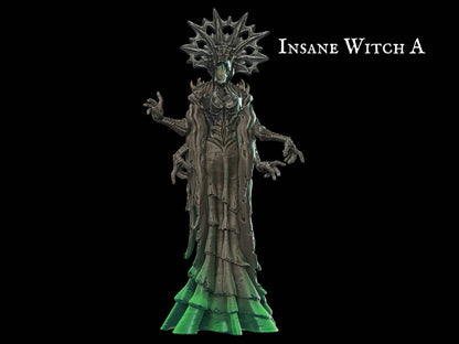 Insane Witch Miniature 28mm scale Tabletop gaming DnD Miniature Dungeons and Dragons dnd 5e dungeon master gift sorcerer miniature - Plague Miniatures shop for DnD Miniatures