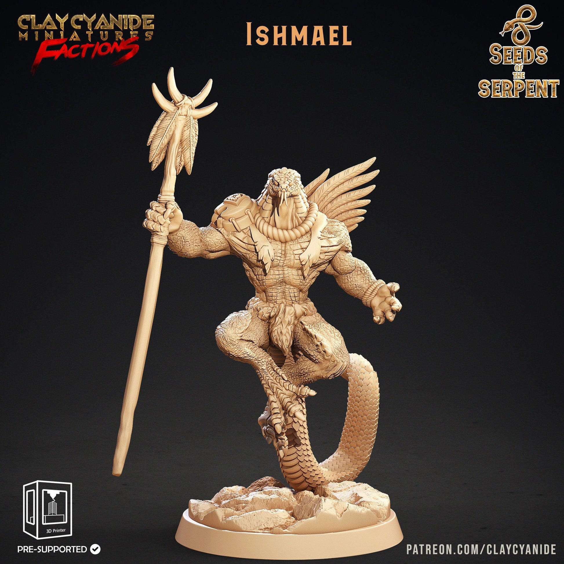 Ishmael Yuan-Ti Warrior Miniature | Stalwart Serpent Sentinel for DnD 5e | 32mm Scale - Plague Miniatures