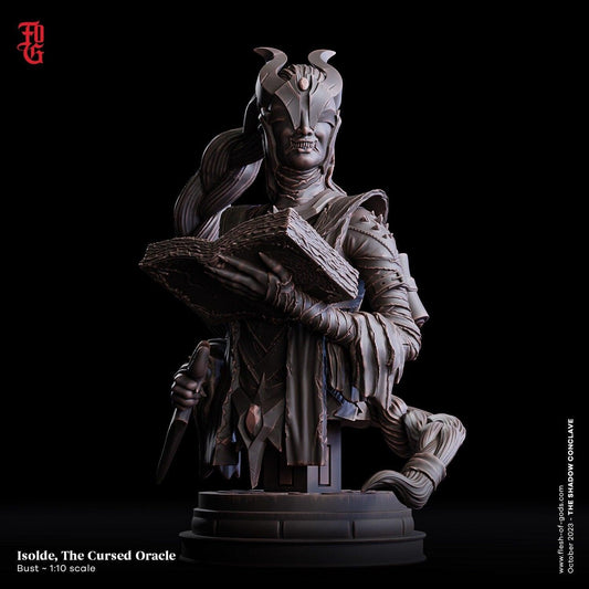 Isolde, Cursed Female Oracle Bust Statue | Prophet NPC Miniature for RPG Adventures - Plague Miniatures shop for DnD Miniatures