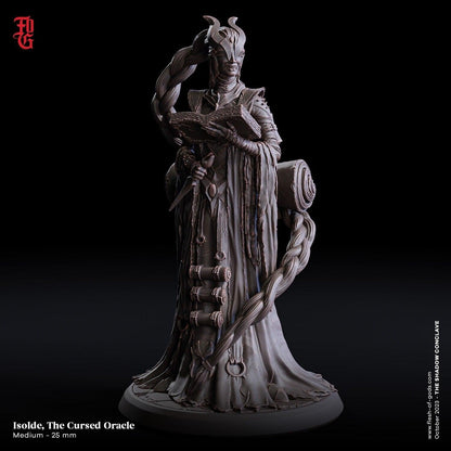 Isolde, Cursed Female Oracle Bust Statue | Prophet NPC Miniature for RPG Adventures - Plague Miniatures shop for DnD Miniatures
