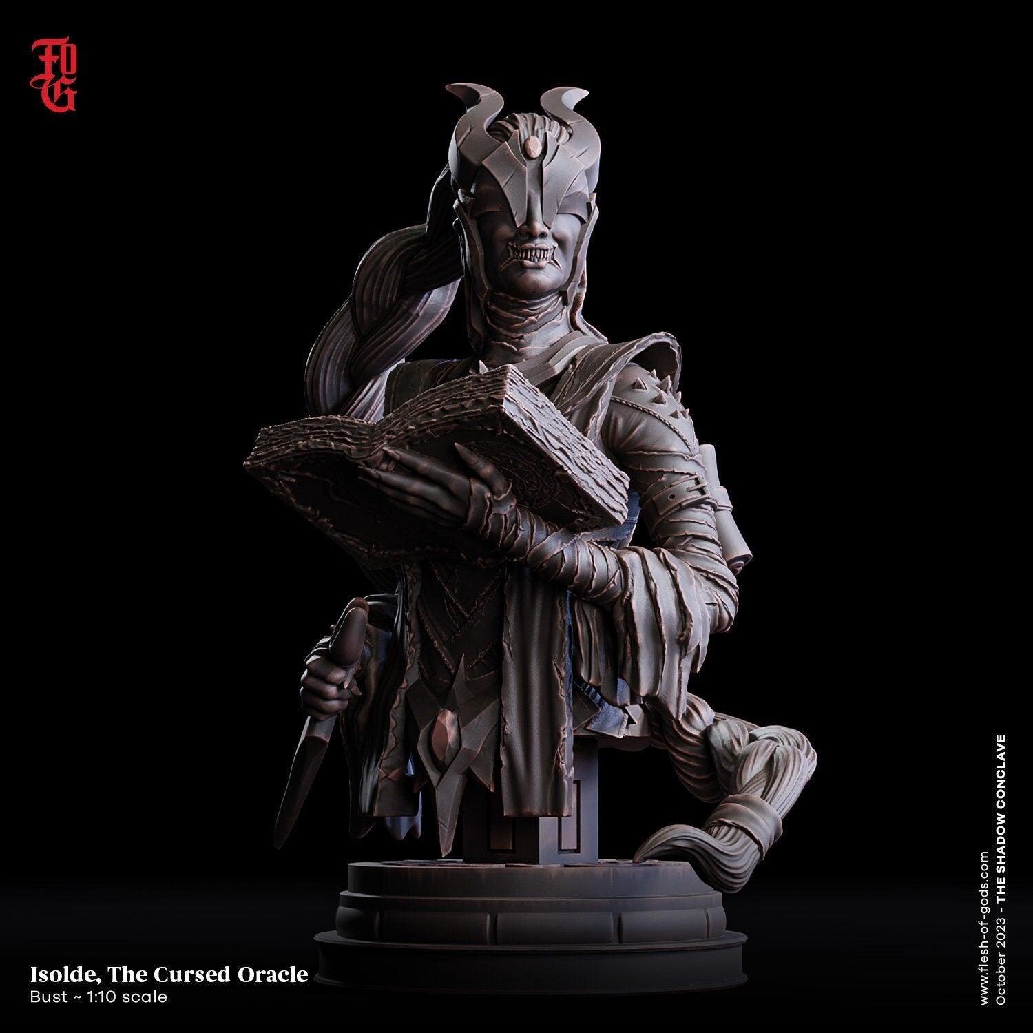 Isolde, Cursed Female Oracle Bust Statue | Prophet NPC Miniature for RPG Adventures - Plague Miniatures