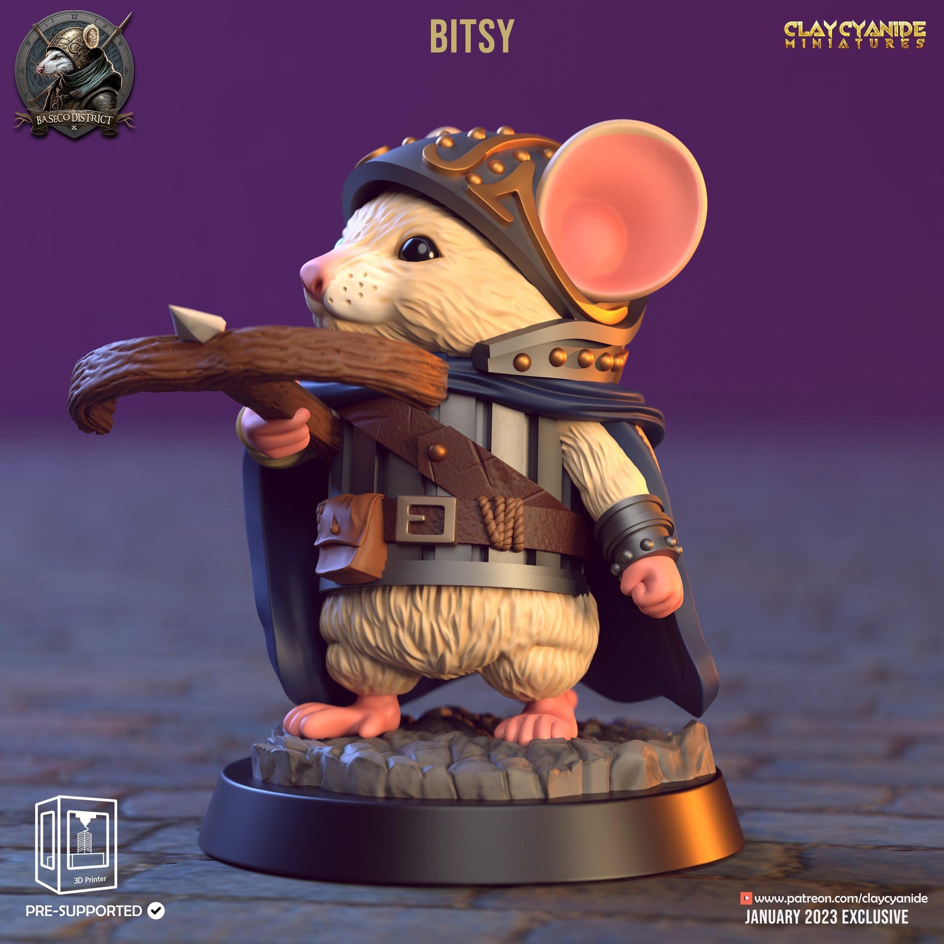 Itsy, Mini Mice Miniature | Long Sword Warrior for DnD | 32mm Scale - Plague Miniatures