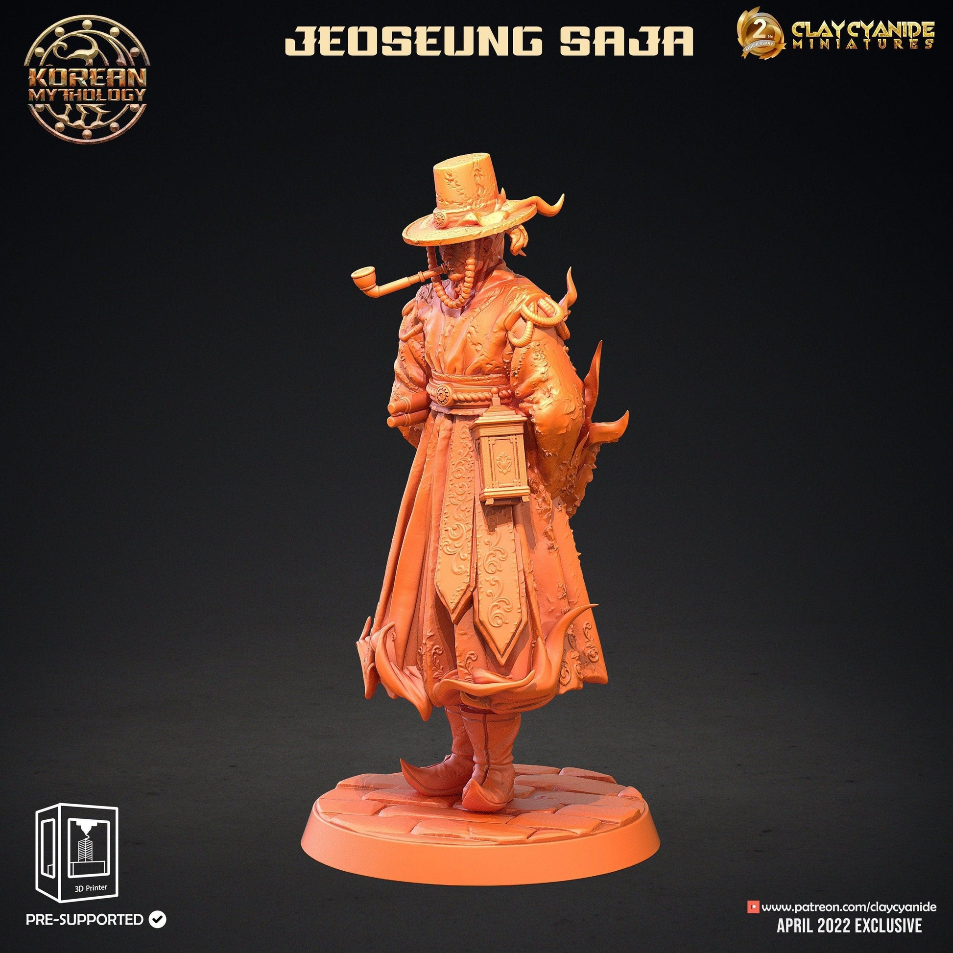 Jeoseung Saja miniature with Pipe | Korean Mythology Figurine for DnD 5e | 32mm Scale - Plague Miniatures