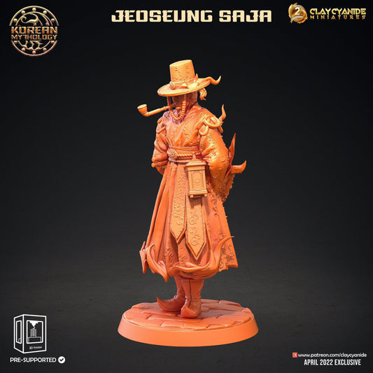 Jeoseung Saja miniature with Pipe | Korean Mythology Figurine for DnD 5e | 32mm Scale - Plague Miniatures