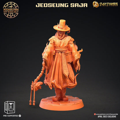 Jeoseung Saja Miniature with Skull Staff | 3 Unique Figures for Tabletop RPGs | 32mm Scale - Plague Miniatures