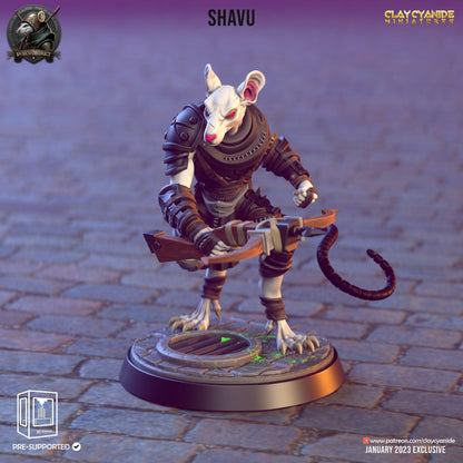 Jimboy, Burat Knight Ratmen Miniature | Axe and Blade Skaven Warrior | 32mm Scale - Plague Miniatures