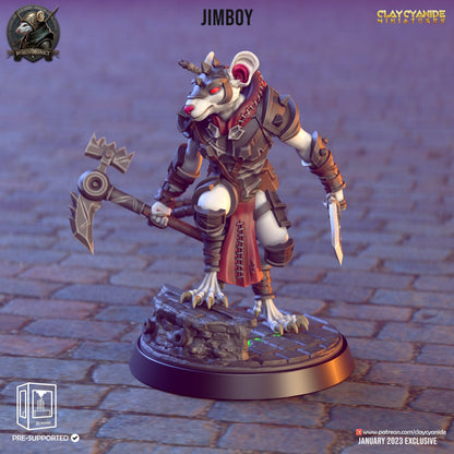 Jimboy, Burat Knight Ratmen Miniature | Axe and Blade Skaven Warrior | 32mm Scale - Plague Miniatures