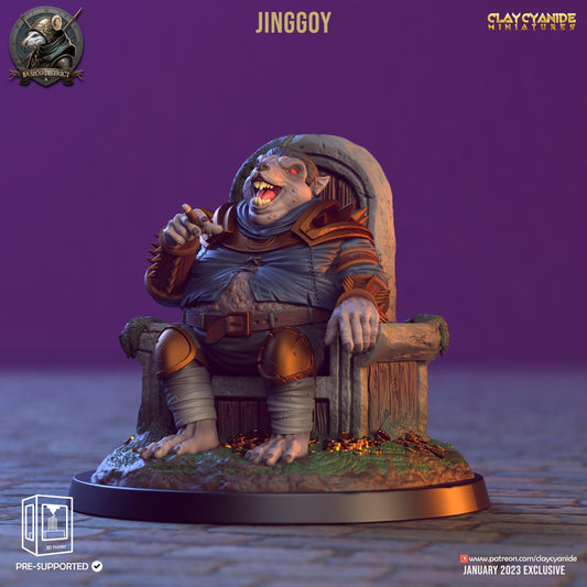 Jinggoy, Rat King Ratmen Miniature | Monarch of the Sewers on Throne | 32mm Scale - Plague Miniatures