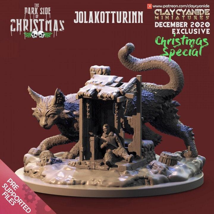 Jolakotturinn Christmas Miniature | Festive Feline with a Dark Side | 32mm Scale - Plague Miniatures shop for DnD Miniatures
