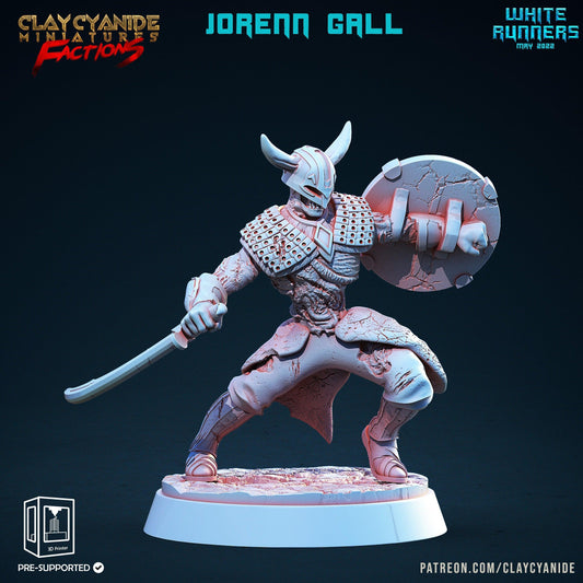 Jorenn Gall, White Runner Skeleton Miniature | Undead Sword and Shield Guardian | 32mm Scale - Plague Miniatures