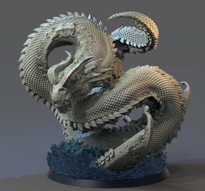 Jormungandr Serpent Miniature | Norse Mythology Large Monster for DnD 5e | 32mm scale - Plague Miniatures