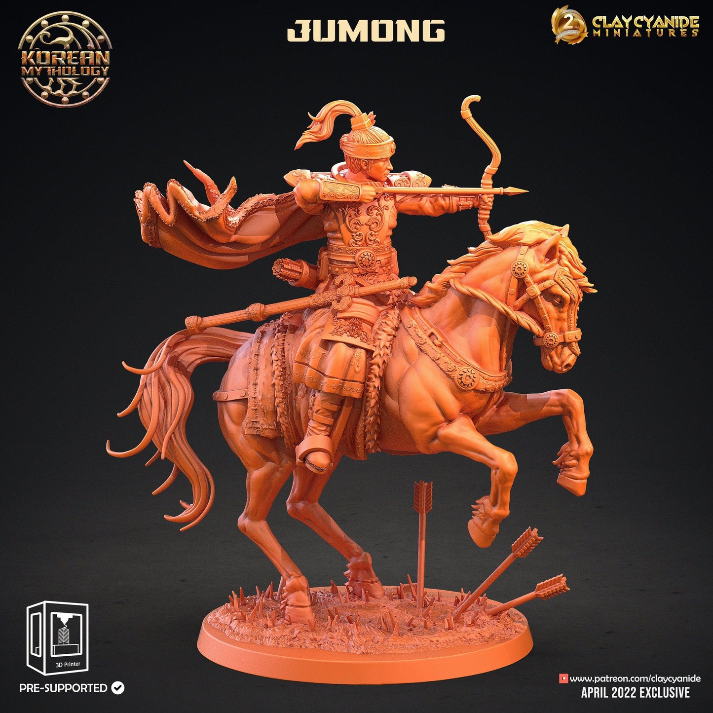 Jumong miniature | Clay Cyanide | Korean Mythology | Tabletop Gaming | DnD Miniature | Dungeons and Dragons | Korean horse archer miniatures - Plague Miniatures shop for DnD Miniatures