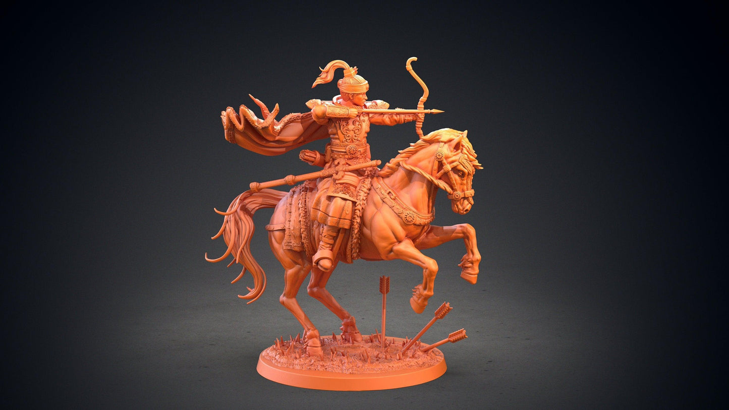 Jumong Miniature | Legendary Mounted Archer Hero for Tabletop RPGs | 32mm Scale - Plague Miniatures