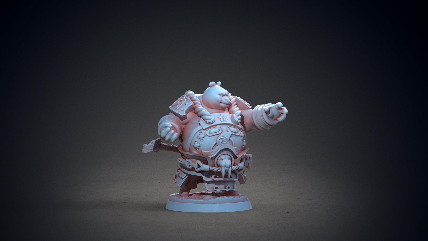 Jun-Jun Pandaren Miniature | Stalwart Pandafolk Great Warrior for Tabletop RPGs | 32mm Scale - Plague Miniatures
