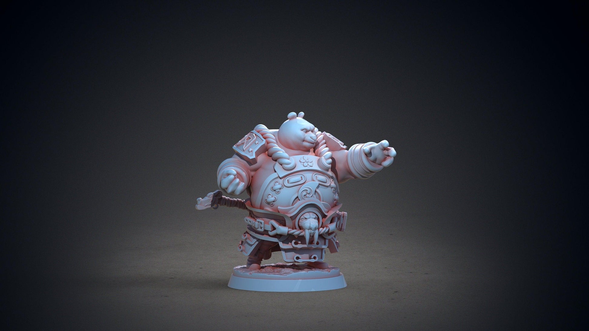Jun-Jun Pandaren Miniature | Stalwart Pandafolk Great Warrior for Tabletop RPGs | 32mm Scale - Plague Miniatures