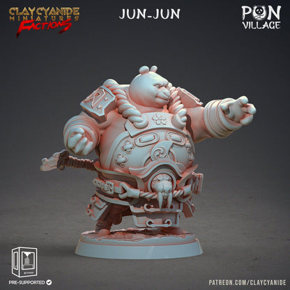 Jun-Jun Pandaren Miniature | Stalwart Pandafolk Great Warrior for Tabletop RPGs | 32mm Scale - Plague Miniatures