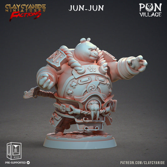Jun-Jun Pandaren Miniature | Stalwart Pandafolk Great Warrior for Tabletop RPGs | 32mm Scale - Plague Miniatures