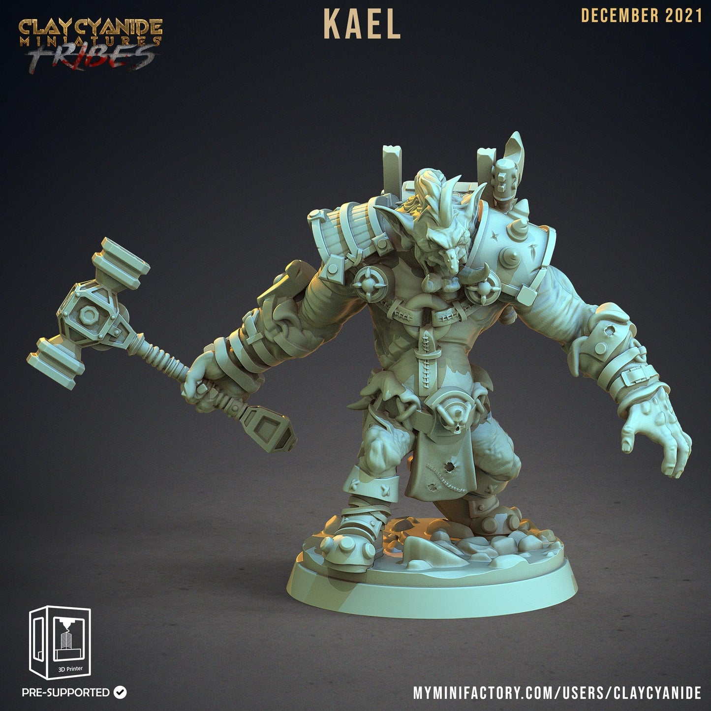 Kael, the Brutish War Troll Miniature | DnD Miniatures for RPG Battles | 32mm Scale - Plague Miniatures
