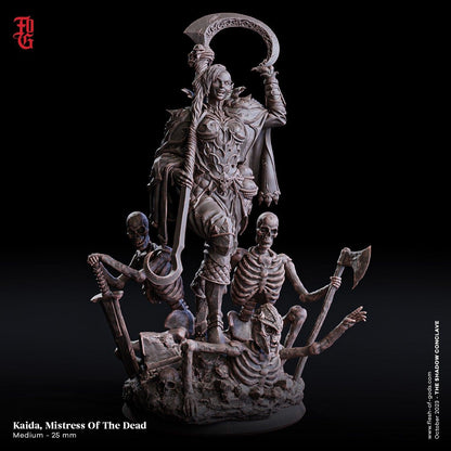 Kaida, Mistress of the Dead Miniature | Female Necromancer for DnD 5e Dark Adventures | 32mm Scale or 75mm Scale - Plague Miniatures