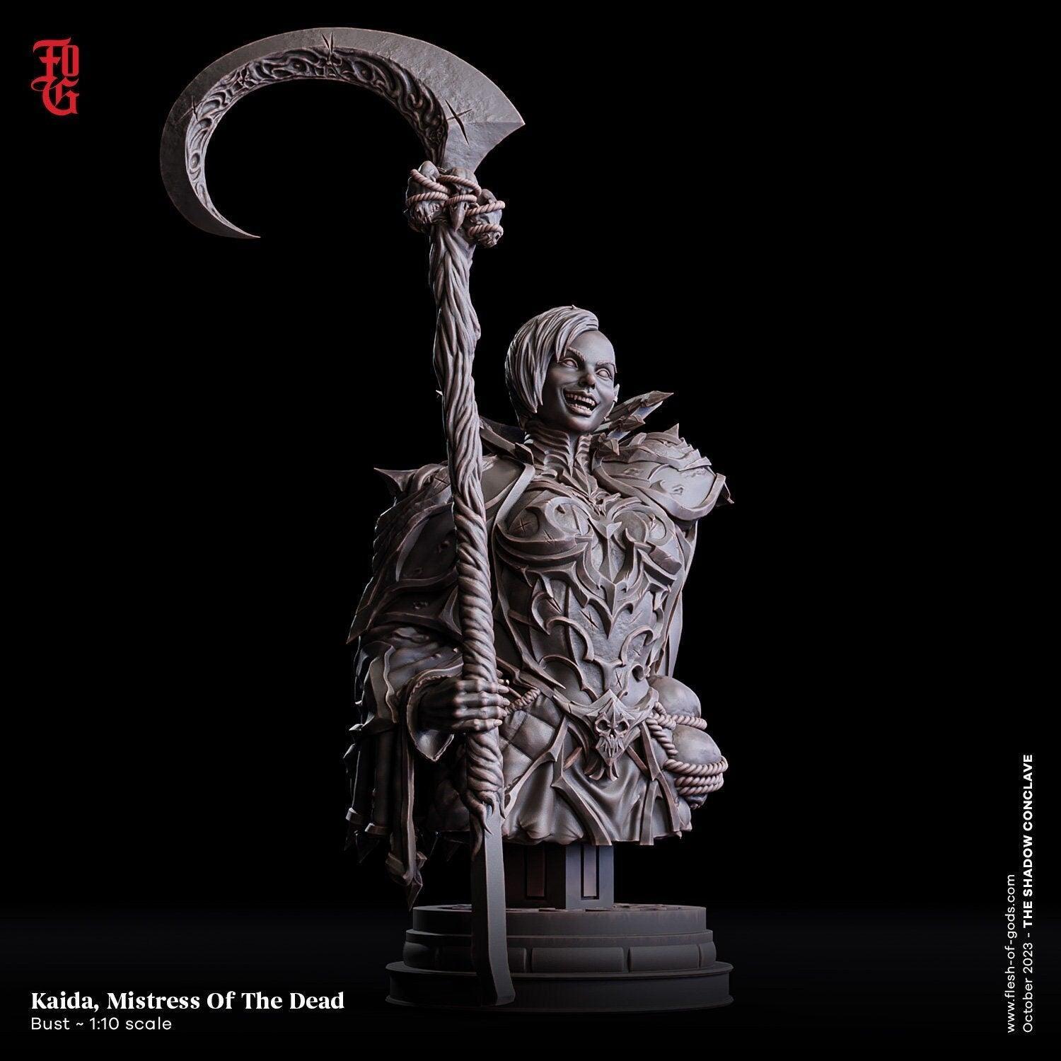 Kaida, Mistress of the Dead | Female Necromancer Bust Statue for Dark Collectors - Plague Miniatures