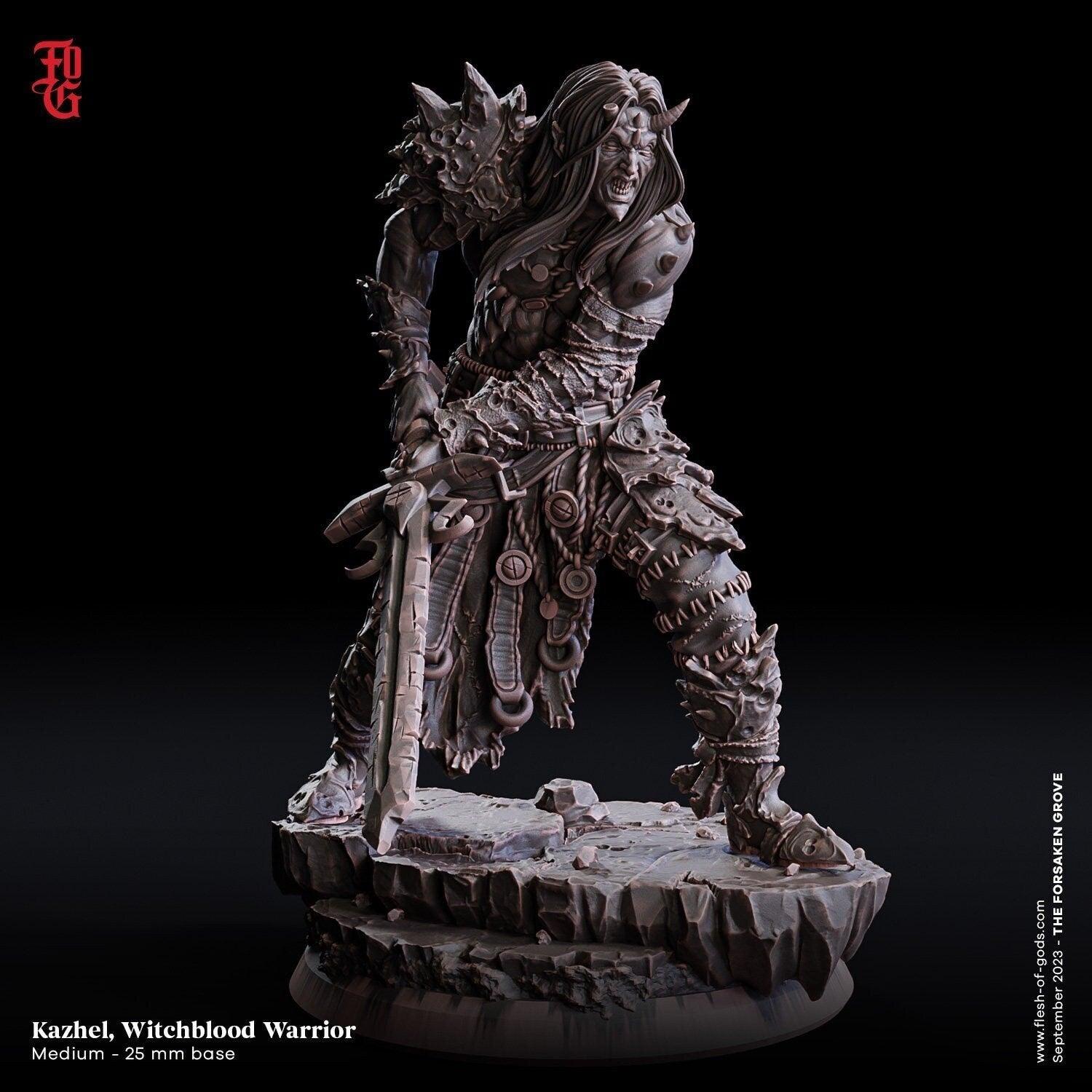 DnD Witchblood Warrior Statue Bust | 25mm Base 75mm Scale Bust | DnD Miniature Dungeons and Dragons DnD 5e Monster miniature Fighter - Plague Miniatures shop for DnD Miniatures