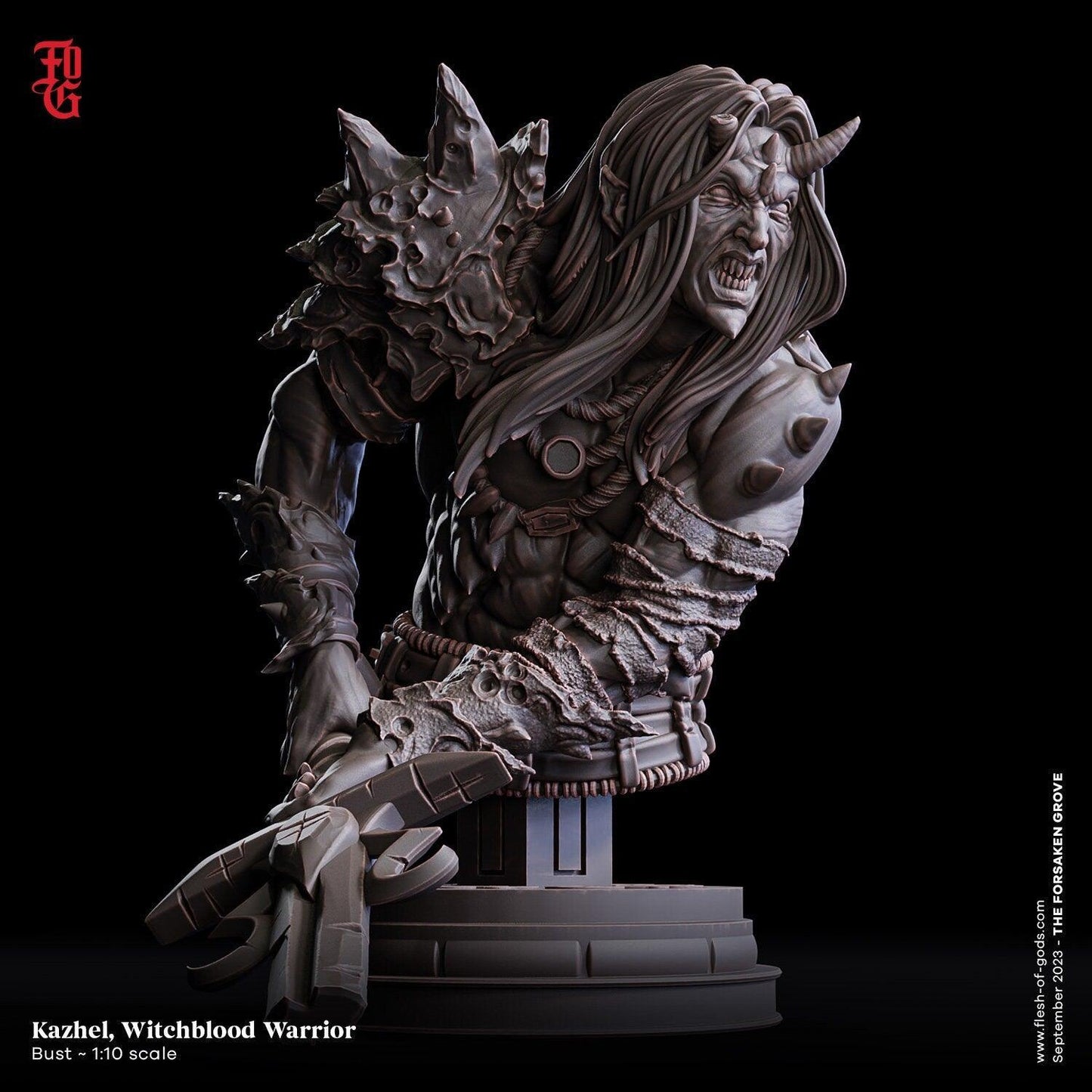 Kazhel, Witchblood Warrior Miniature | Powerful Spellblade for DnD Adventures | 32mm Scale or 75mm Scale - Plague Miniatures