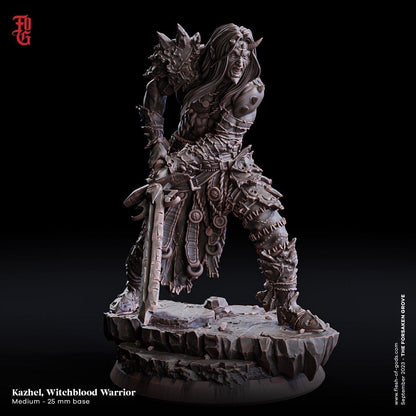 Kazhel, Witchblood Warrior Miniature | Powerful Spellblade for DnD Adventures | 32mm Scale or 75mm Scale - Plague Miniatures