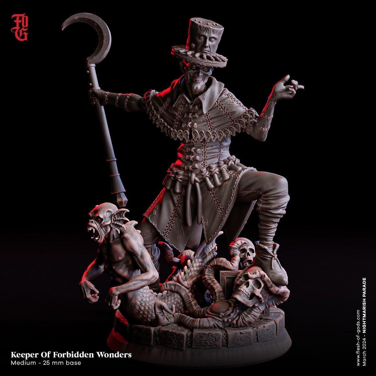 Keeper of Forbidden Wonders Miniature | Carnie NPC Miniature | 32mm Scale - Plague Miniatures