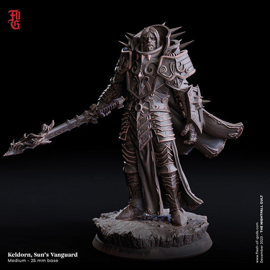 Keldorn, Sun's Vanguard Paladin Miniature | Dungeons and Dragons 5e | 32mm Scale or 75mm Scale - Plague Miniatures