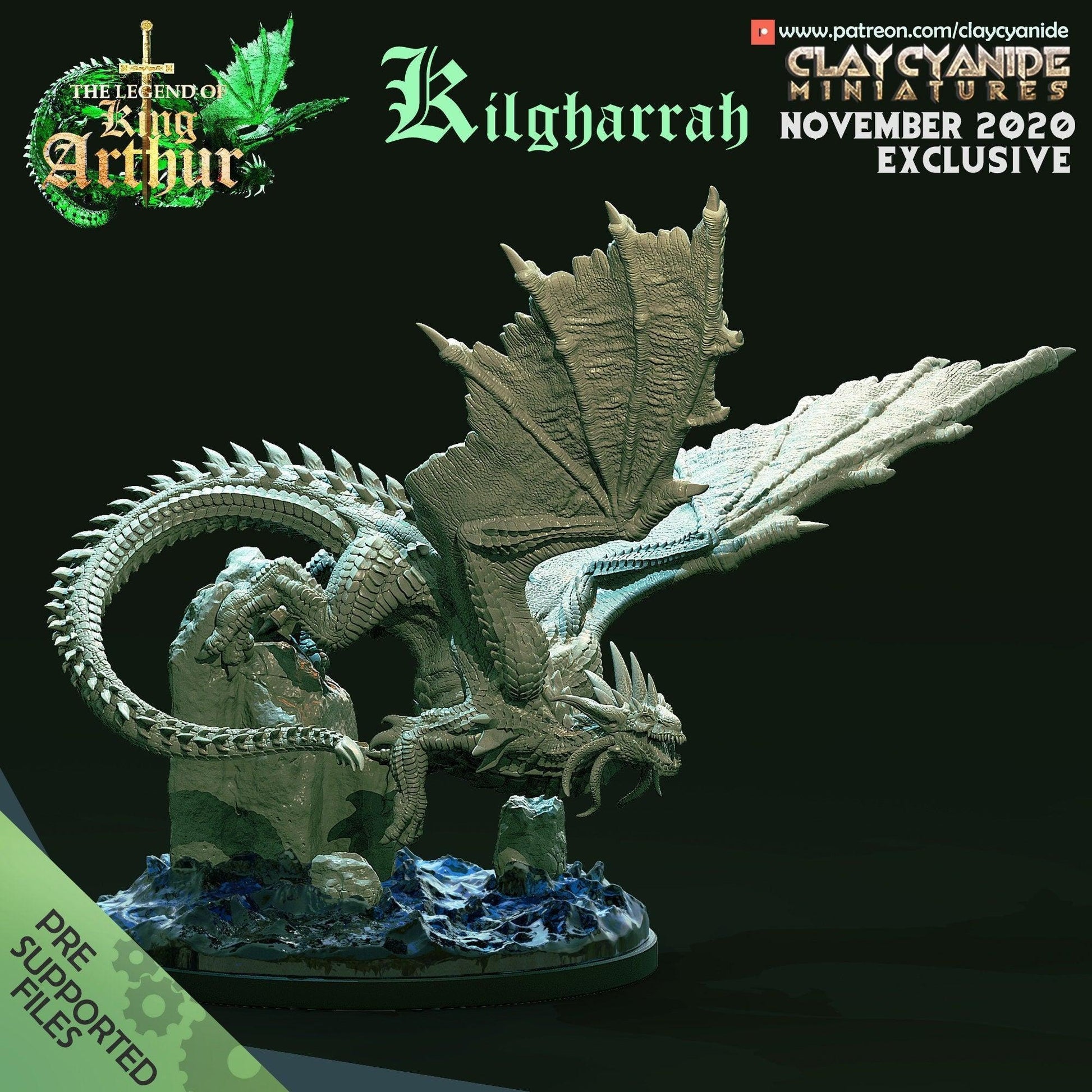 Kilgharrah Miniature | Huge Dragon | Clay Cyanide | 100mm Base | Tabletop Gaming | DnD Miniature | Dungeons and Dragons,, DnD 5e - Plague Miniatures