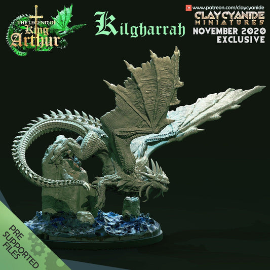 Kilgharrah Miniature | Huge Dragon | Clay Cyanide | 100mm Base | Tabletop Gaming | DnD Miniature | Dungeons and Dragons,, DnD 5e - Plague Miniatures