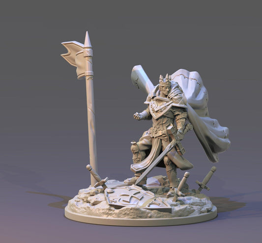 King Arthur Stands with Excalibur Miniature | Legendary Tabletop RPG Figure | 32mm Scale - Plague Miniatures