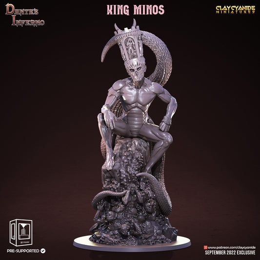 King Minos Miniature | Clay Cyanide Divine Comedy Dante's Inferno | Tabletop Gaming | DnD Miniature | Dungeons and Dragons dnd 5e - Plague Miniatures shop for DnD Miniatures