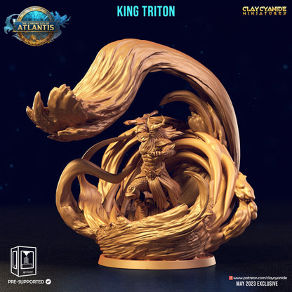 King Triton Miniature | Majestic Water Deity for TTRPGs | 32mm Scale - Plague Miniatures