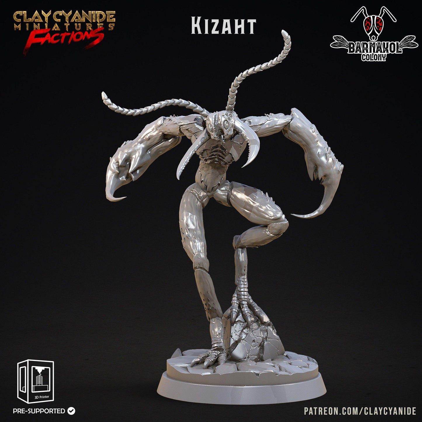Kizaht Flying Hive-Mind Insectoid Miniature | 32mm Scale - Plague Miniatures