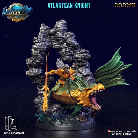 DnD Atlantean Knight Miniature | Clay Cyanide | Chronicles of Atlantis | DnD Miniature Dungeons and Dragons DnD 5e Underwater Knight - Plague Miniatures shop for DnD Miniatures