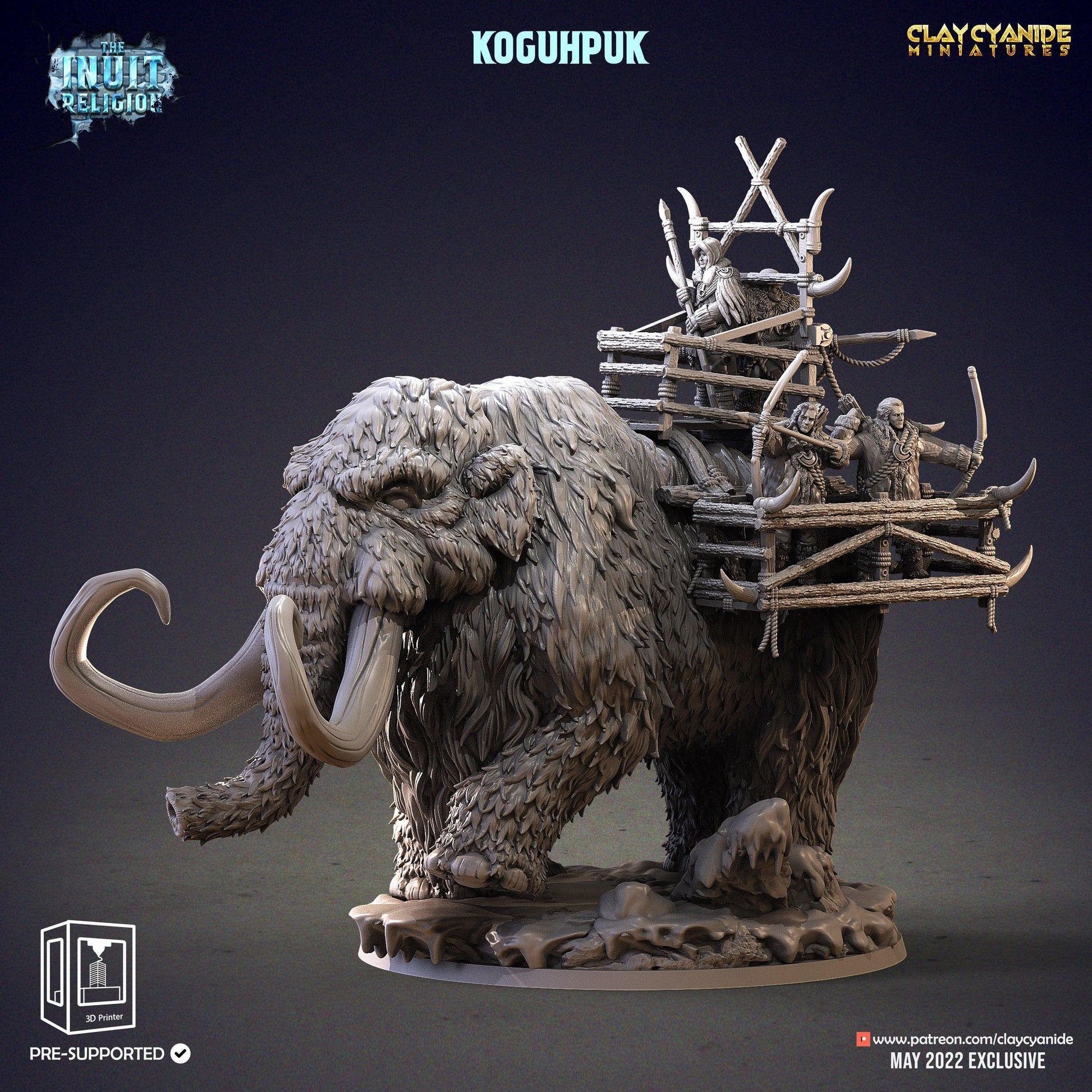 Koguhpuk Mammoth Miniature | Majestic Inuit-inspired Figure for Tabletop Gaming | 32mm Scale - Plague Miniatures